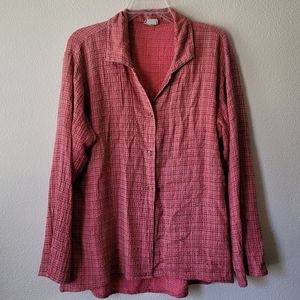 Habitat Clothes to Live In Button Up Shirt Pink Plaid Collared Shell